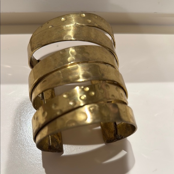 Rustic Cuff Gold Hammered Cuff Bracelet - Picture 1 of 2